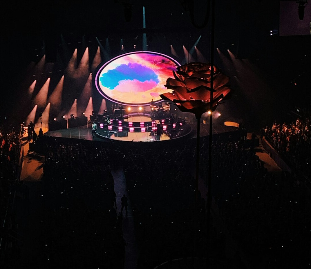 Bright stage lights at an awards ceremony